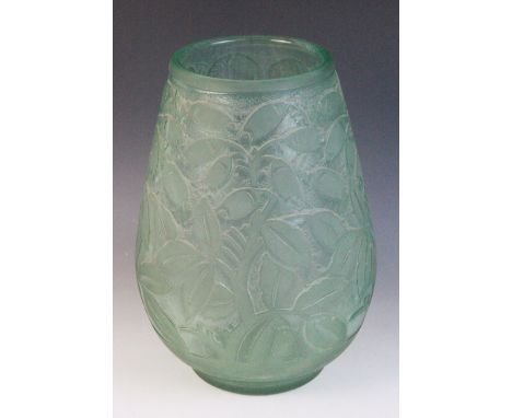 An Art Deco Daum Nancy baluster vase, early 20th century, the body deeply wheel cut and etched with an all over stylised foli