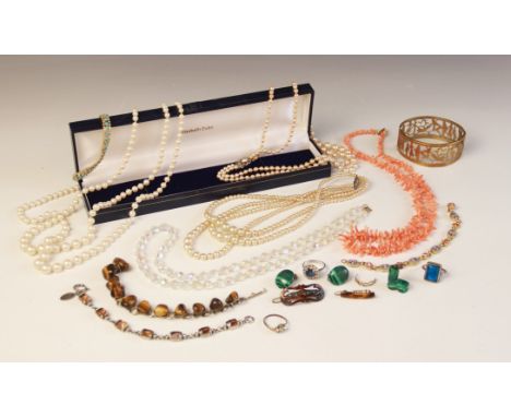 A selection of vintage costume jewellery, to include a Catherine Popesco paste bracelet, 19cm long, a 1920's panel bracelet d