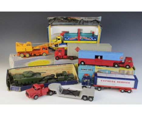 A collection of die-cast model vehicles comprising: a Corgi Toys Major 1137 Ford Tilt Cab 'H' Series With Detachable Trailer 