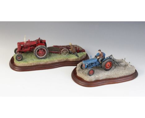 A Border Fine Arts "Making Adjustments" A2142, (McCormick Farmall tractor), 34cm wide, with a Border Fine Arts "Ridging Up" A