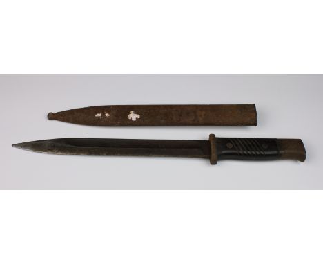 A German bayonet with metal scabbard, (unmarked), 