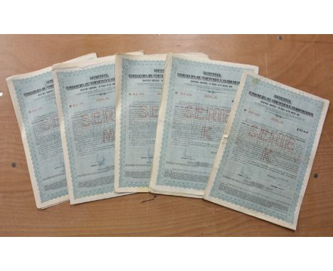 Compania Salitrera de Tarapaca y Antofagasta - share certificates (34), each dated 1934, serie K &amp; M, signed by Director 