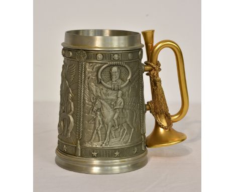 A Franklin Mint pewter stein 'Civil War' commemorative tankard, having bugle shaped handle, stamped to base '(NHS) THE NATION