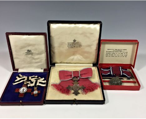 O.B.E - League of Mercy and King George V silver Jubilee medals, silver gilt O.B.E medal by Garrard &amp; Co Ltd, London, 192