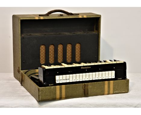 A Selmer Clavioline portable electric keyboard, in original case, amp &amp; speaker combined in lid, case 22¼in. 56.5cm.) wid