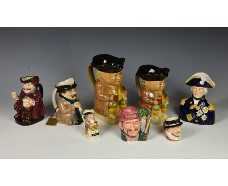 A collection of various Toby jugs, comprising a Wood &amp; Sons 'Pride of Britain portrait jug - Admiral Lord Nelson', other 
