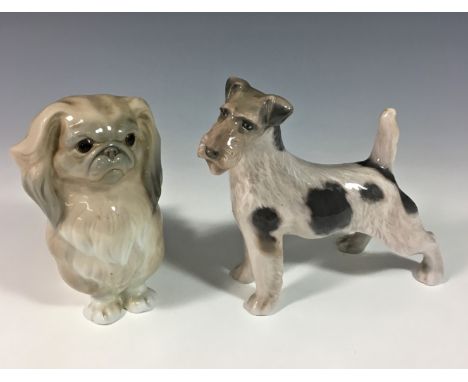 A Royal Copenhagen early porcelain dog figurine - Wire-haired Fox Terrier, Model No 2967. Designed by Platen Hallemundt In 19