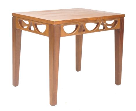 Avalon Furniture - A retro mid century teak occasional side table / lamp table of simple rectangular form having a decorative