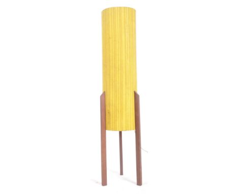 Rocket Lamp - A vintage 1960s Space Age teak wood and fabric floor standing lamp / standard light comprising of a single bulb