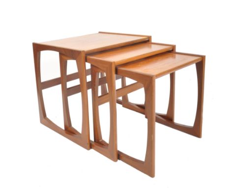 R Bennett - G Plan - Quadrille pattern - A retro vintage 20th century circa 1970s teak wood graduating nest of tables. The th