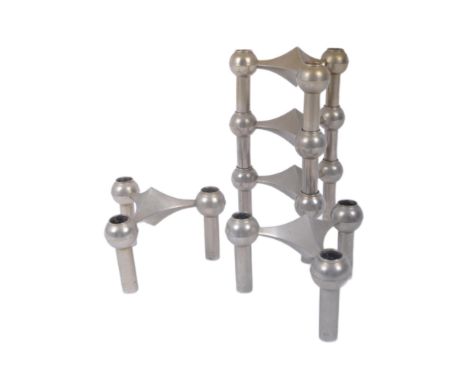 Fritz Nagel for Quist - A matching set of six retro 20th century&nbsp;modular candlestick holders of trefoil form raised on c