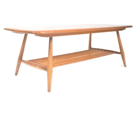 Lucian Ercolani - Ercol - Model 459 - A retro vintage mid 20th century beech &amp; elm coffee table / low table having a cham