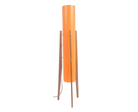 Rocket Lamp - A retro vintage 1960s Space Age teak wood and acrylic floor standing lamp / standard light comprising of a sing