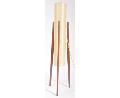 Rocket Lamp - A retro 1960s Space Age teak wood and spun fibreglass floor standing lamp / standard light comprising of a sing