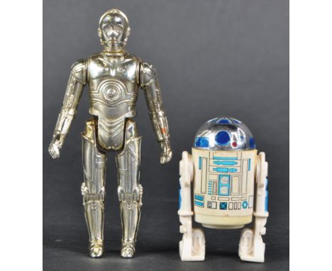 Star Wars - x2 original vintage Kenner / Palitoy made Star Wars action figures. Comprising: R2D2 (solid dome - GMFGI 1977 Hon