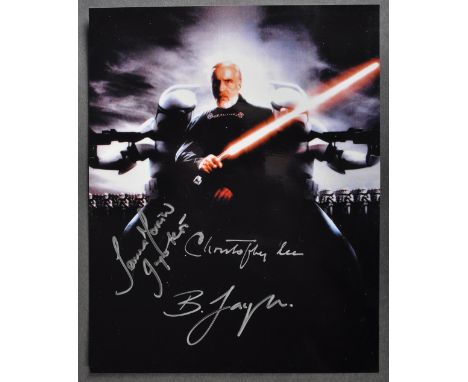 Star Wars: Episode II Attack Of The Clones - scarce triple autographed 8x10" photograph from the movie, signed in silver to t