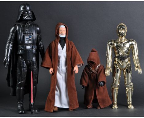 Star Wars - a collection of x4 original vintage Kenner / Denys Fisher made 12" scale action figures; Darth Vader (with lights