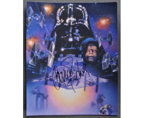 Star Wars - Carrie Fisher (1956-2016 - Princess Leia) - autographed 8x10" Empire Strikes Back photograph, showing artwork fro