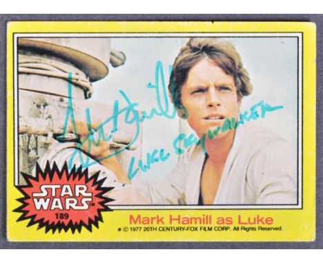 Star Wars - Mark Hamill (Luke Skywalker) - scarce autographed vintage 1977 Topps trading card. Signed in green ink, with full
