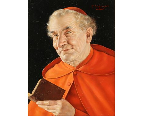 Otto Eichinger (Austrian, 1922-2004), portrait of a cardinal, oil on board, signed top right, 25 x 19cm, framed.