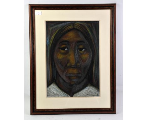 Twentieth-century School, portrait of a lady, pastel, signed indistinctly, 46 x 31cm, framed and glazed.