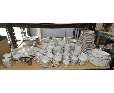 A Villeroy and boch part dinner service consisting of Dinner plates, side plates tea and coffee cups, small bowls, saucers, e