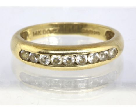 CZ half eternity ring set in 14ct, ring size OCondition Report:  2.63 grams