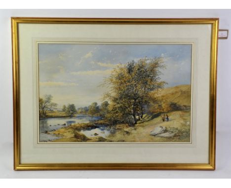 James Poole (British, 1804-1886), 'View on the River Wharf, Yorkshire', watercolour, signed lower right, 36 x 56cm.Provenance