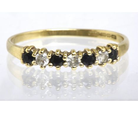 half eternity ring with sapphires and CZ, in stamped 9ct, M½Condition Report:  1.2 grams