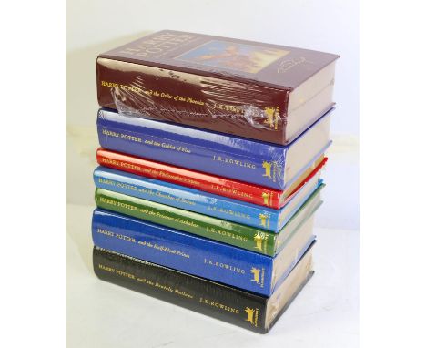 Collection of 7 later Harry Potter hardback books, including first editions of Half-Blood Prince and the Deathly Hallows, in 