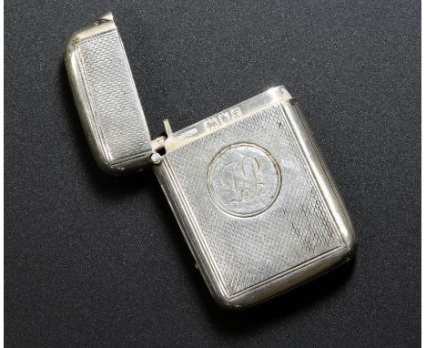 Sampson Mordan and Co engine turned finish silver vesta case, London 1901