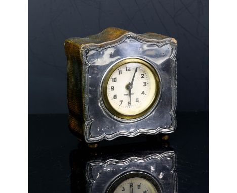 Edwardian silver fronted clock, Birmingham 1904