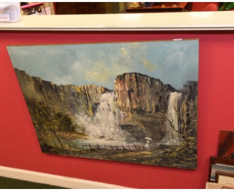 Cavan Corrigan,(20th Century) View of High Force, signed Corrigan lower right, oil on panel, unframed