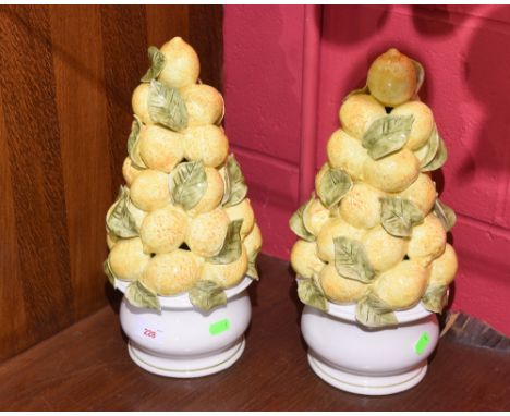 A pair of 20th Century Italian ceramic ornaments of a pile of lemons (2)