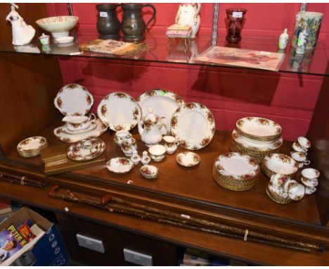 A Royal Albert China dinner and breakfast service comprising twelve large plates, twelve dessert plates, seven side plates, s