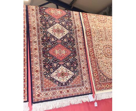 A Caucasian style runner with blue ground. 2.1x0.7