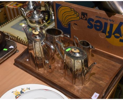 A Regency four piece coffee and tea set comprising coffee pot, teapot, cream and sugar