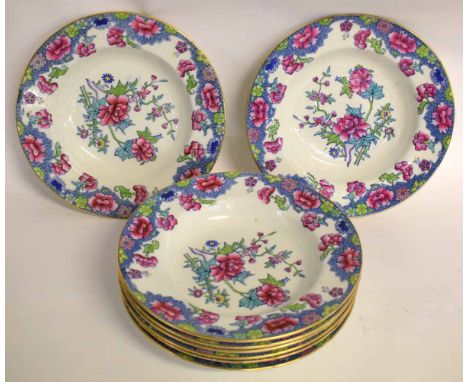 Quantity of Copeland Spode Regal dinner wares comprising eight soup bowls, two tureens and a large serving dish, 40cms diam 