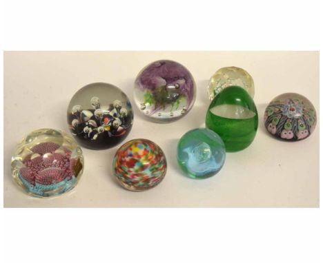 Collection of eight glass paperweights including a Caithness example, No 753 from a limited edition of 1500 