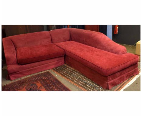 Large modern modular sofa in the form of a chaise longue with extension, approx 260cms long  