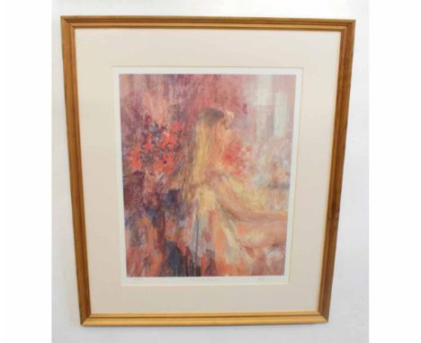 Indistinctly signed in pencil to margin, limited edition (58/850) coloured print "The Silk Shawl", 43 x 34cms 
