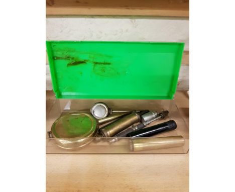 BOX VINTAGE POLICE G.P.O &amp; ARMY OIL CANS