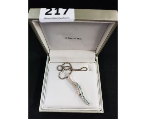 SILVER CRYSTAL AND BLUE DROP AND CHAIN