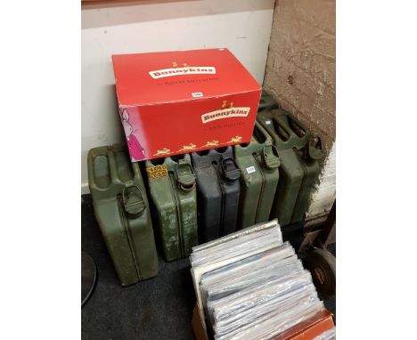 7 VINTAGE BRITISH ARMY JERRY CANS 