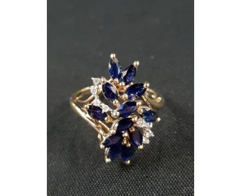 9CT GOLD SAPPHIRE AND DIAMOND RING