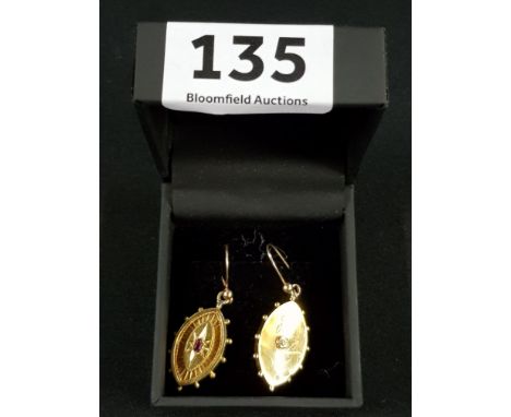 ANTIQUE GOLD AND RUBY EARRINGS