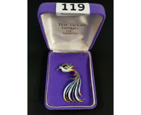 SILVER, ENAMEL AND MARCASITE PEACOCK BROOCH
