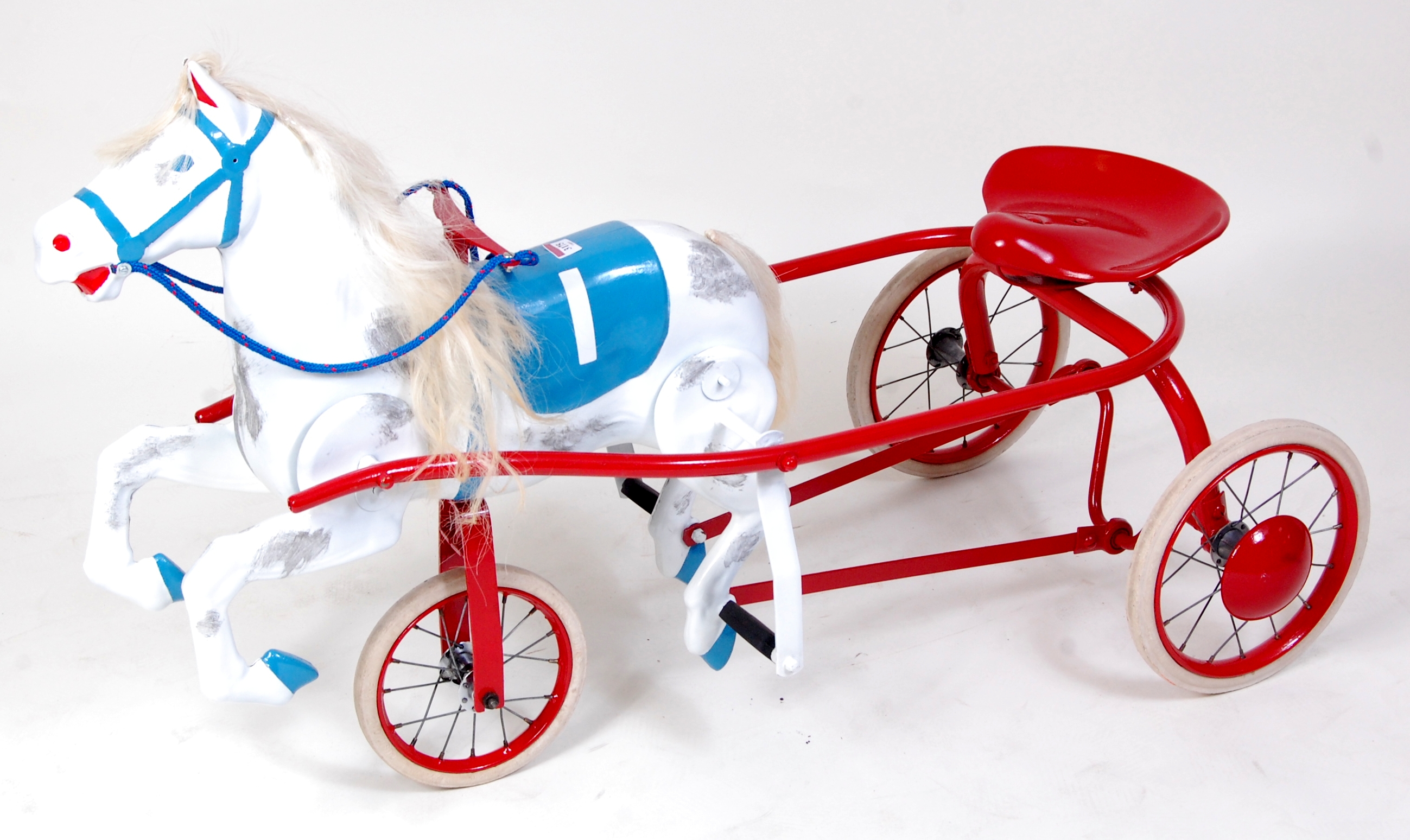 Triang, pressed steel trotting horse and cart, circa 1950s, recently