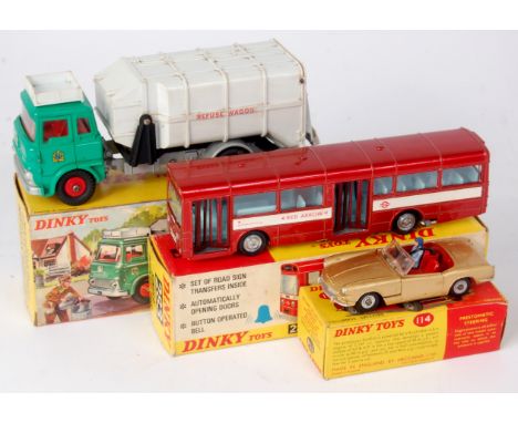 Dinky Toys, boxed diecast group to include; No.114 Triumph Spitfire, gold body with red interior, some paint defects (G,BG), 