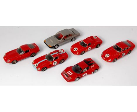 Andre Marie Ruf (AMR) of France, 1/43rd scale white metal kit built Ferrari group, 6 loose examples, some with small parts mi
